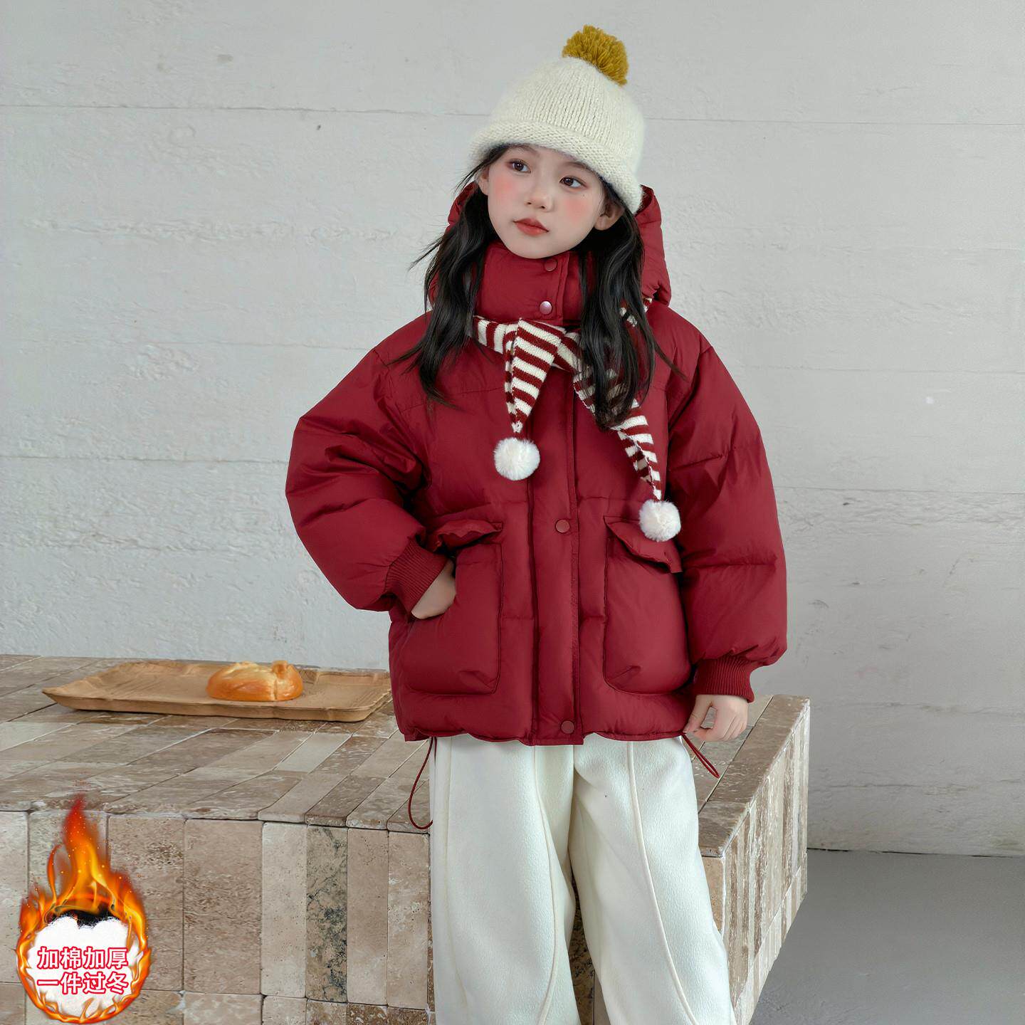 女童棉服冬装2026新款洋气儿童装超好看加厚保暖羽绒棉年服棉衣袄