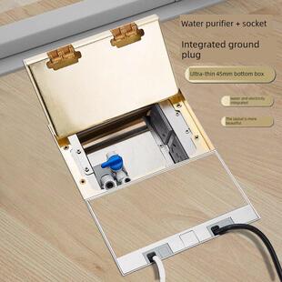 嵌入式不锈钢平板净水器地板插座,带开关三点排水两点进水管一体