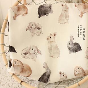特价韩国细纱帆布兔子衣服床品装饰拍照发圈桌布床单纯棉布料面料