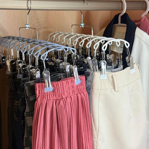 裤子衣架裤夹专用裙子衣服卧室衣柜收纳家用无痕双排多夹子整理.