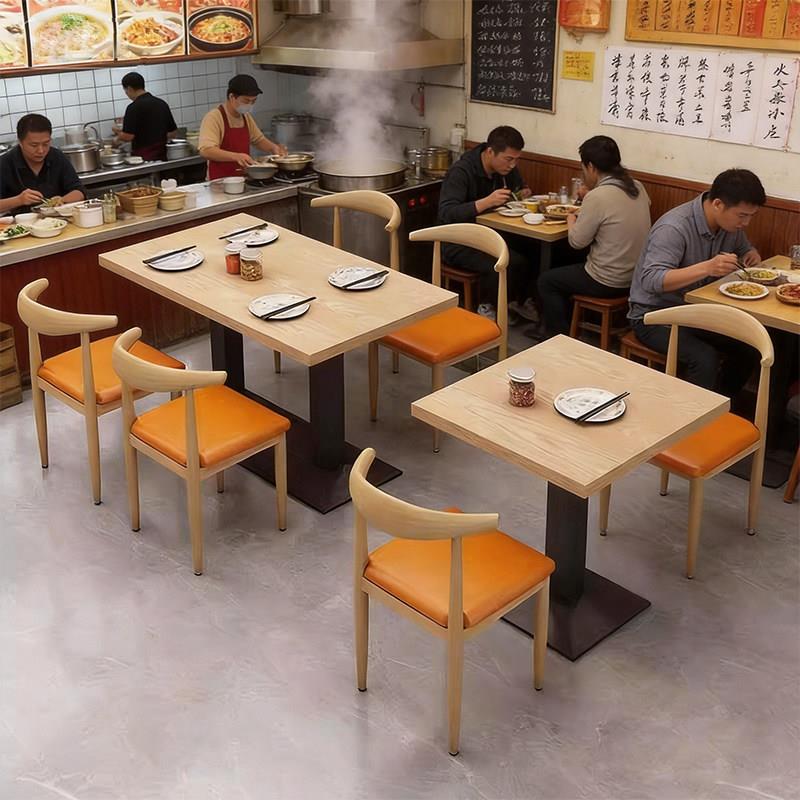 加厚快餐桌椅面馆饭店早餐餐饮螺狮粉小吃奶茶甜品店烧烤桌椅组合