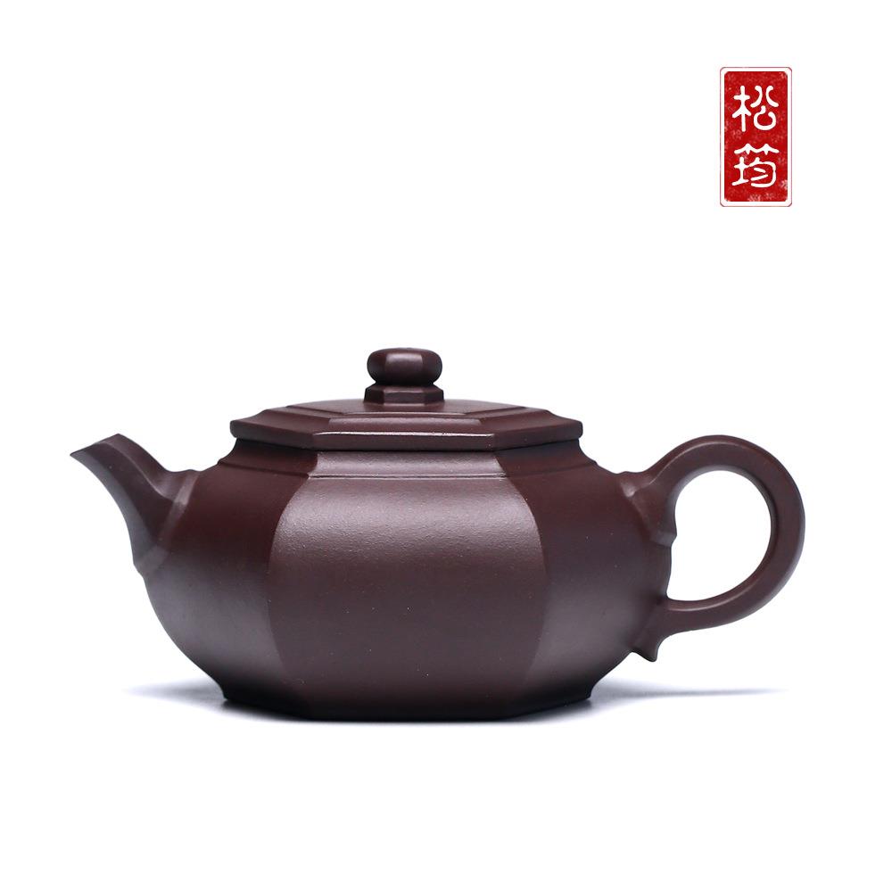 宜兴厂家紫砂壶名家纯全手工原矿老紫泥大彬六方大茶壶茶具320cc