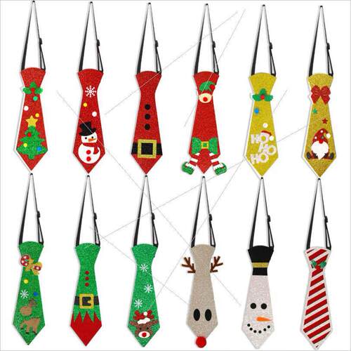 Felt Christmas tie Snowman Elk Christmas tree tie party