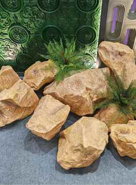 景观假泡沫石头黄色 酒店园林工程 沙生石黑山石 仿真PU泡沫石头