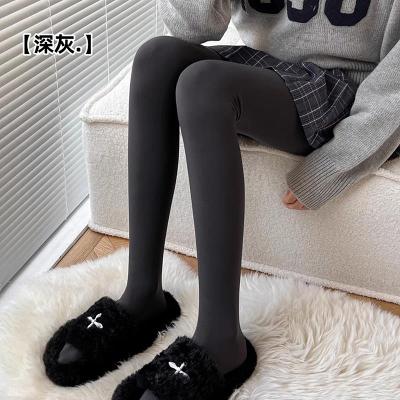 日本GP秋冬季加绒深灰色连裤袜女加厚保暖哑光显瘦打底裤袜黑丝袜