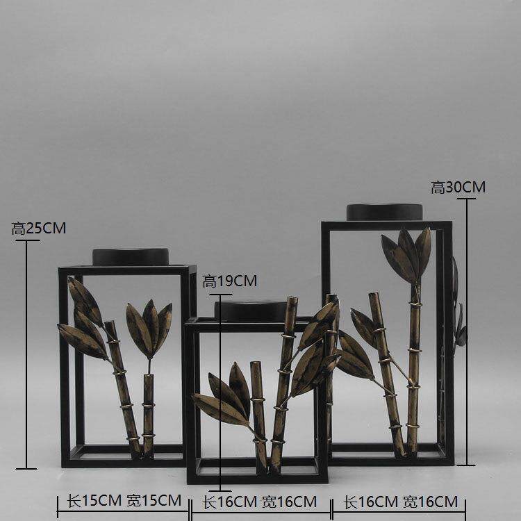 新中式现代创意电视柜酒柜铁艺金属竹叶摆件样板房间玄关软装饰品