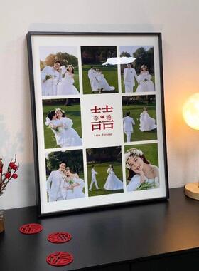 婚纱照相框 挂墙手印相框结婚照相框照片定制摆台九宫格相框