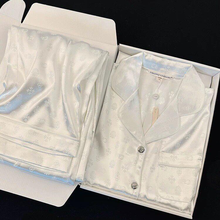 2026新款真丝克罗星轻奢高级睡衣女春秋季长袖桑蚕丝家居服套装