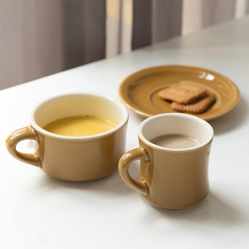日本进口Koyo彩色陶瓷咖啡杯茶杯马克杯奶杯早餐杯拿铁拉花杯带碟