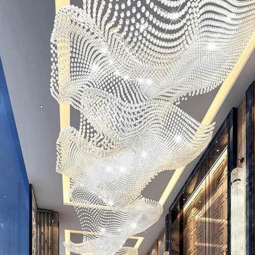 酒店大堂宴会厅水晶吊灯飘带创意售楼部沙盘大型艺术造型装饰灯具