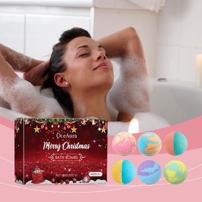 OceAura Christmas Bath Salt Balls - Bubble Shower Fragrance,