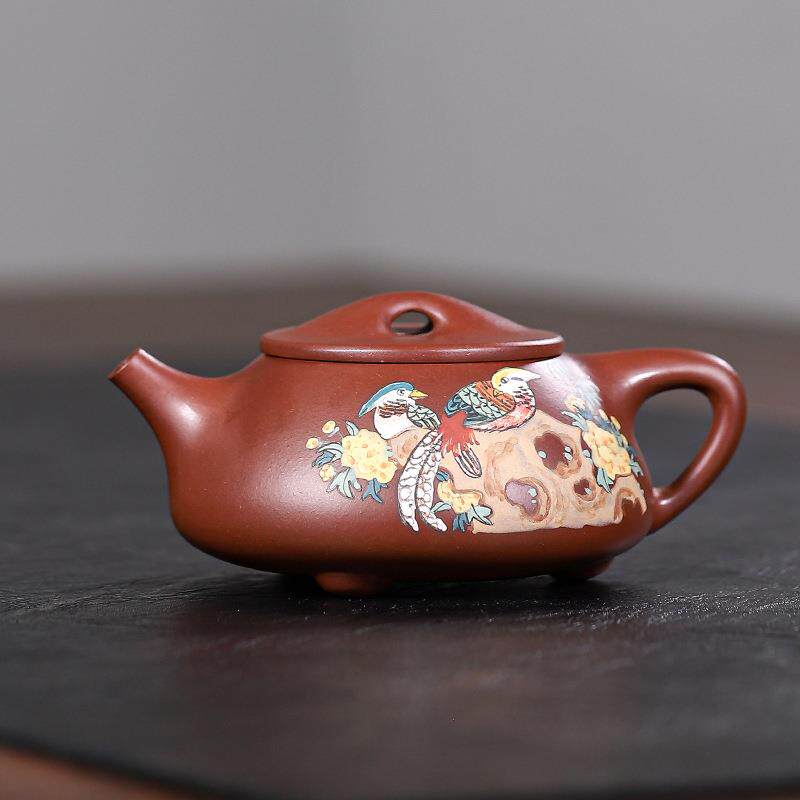 宜兴原矿紫砂壶茶盘套装茶具纯手工泥绘家用功夫泡茶壶景州石瓢壶