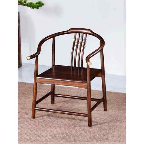 乌金木琴弦圈椅新中式禅意茶桌椅官帽围椅简约太师椅实木家具椅子