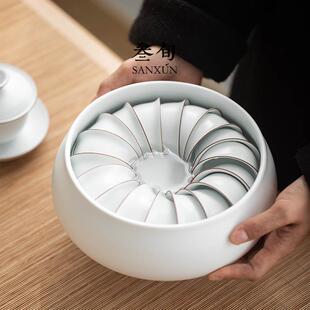 脂白陶瓷茶洗大号水洗杯洗笔洗家用茶渣缸水盂功夫茶道 2TCU叁旬