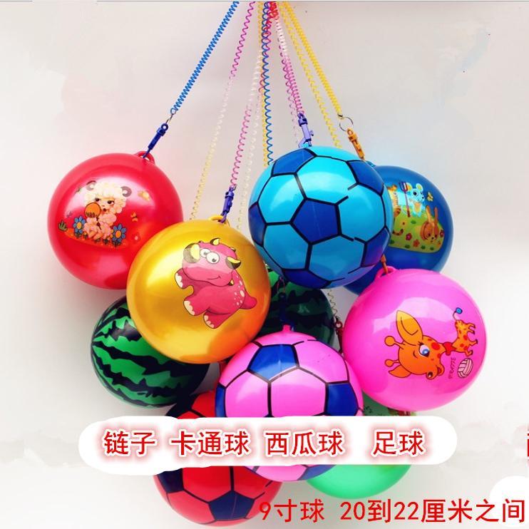 带绳子充气足球儿童玩具充气西瓜球脚踢幼儿园礼物礼品充气卡通球