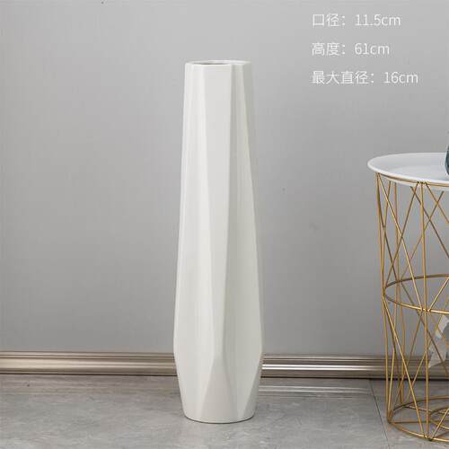 正品樾立陶瓷花瓶落地白花色摆件 客银厅柳贵竹插鲜花水富养欧式