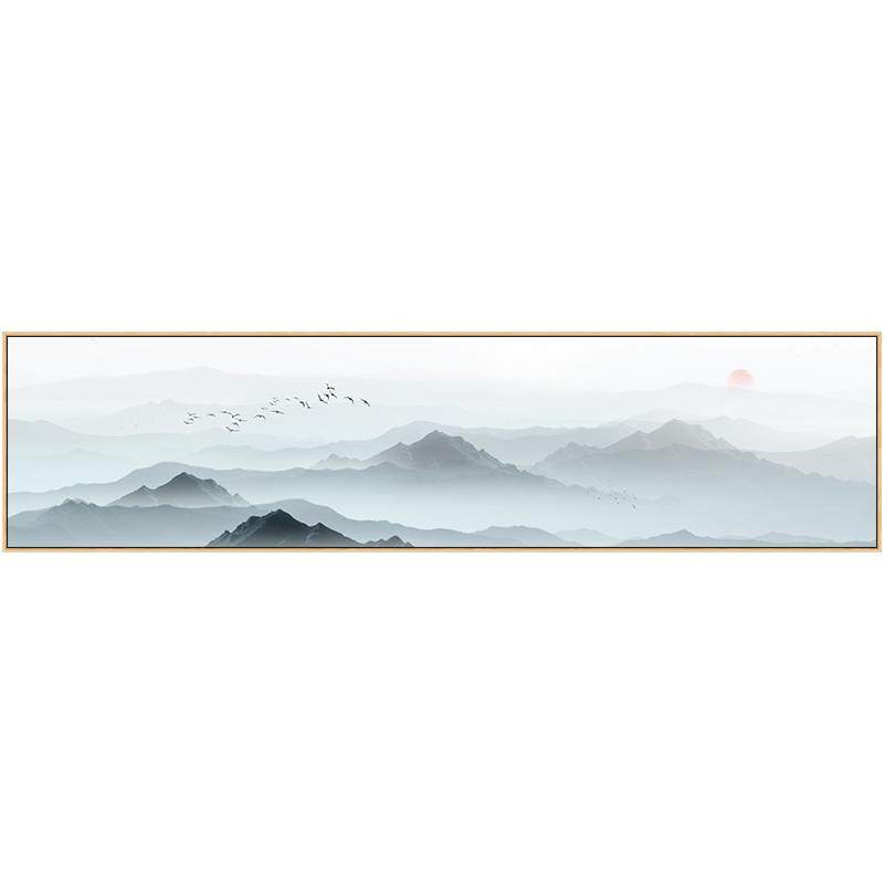 Q683新中式水墨禅意客厅装饰画现代抽象山水横幅长条酒店卧室床头,家居饰品,现代装饰画,淘宝优惠券,粉丝福利购,淘宝优惠卷