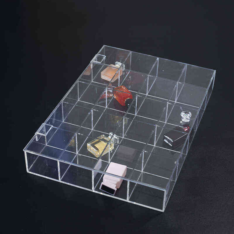 亚克力透明分格盒首饰盒桌面整理盒防尘可订翻盖格子收纳盒子新品