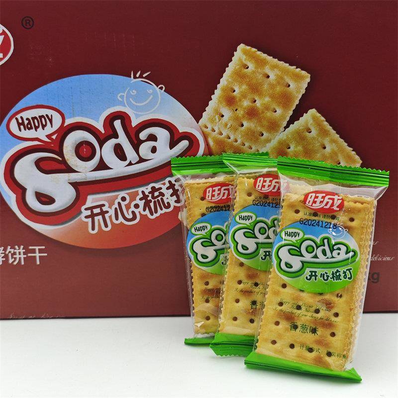 速发现货早餐苏打饼干旺成开心梳打饼香葱味苏打饼干梳打饼干早餐