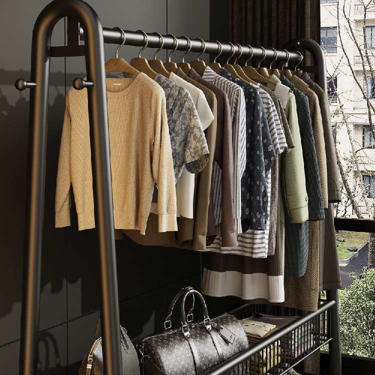 简易衣帽架可移动晾衣架落地室内房间挂衣架子家用卧室衣服收纳架