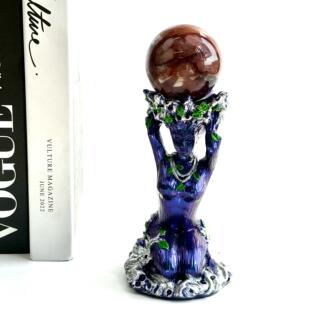 水晶球工艺品底座球托蛋雕托树脂大地之母多圆工艺品支架复古做旧