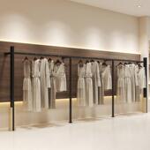 铝合金上墙架 店货架方管男装 黑色服装 展示架陈列架带板挂衣杆女装