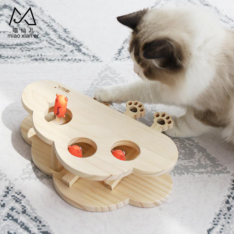 喵仙儿猫猫用品逗猫玩具木质打地鼠猫咪玩具逗猫棒猫咪生活用品