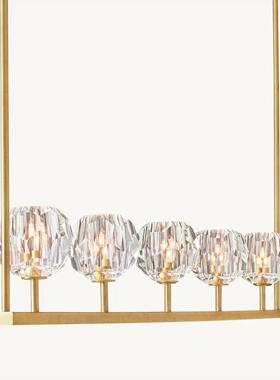 跨境RH轻奢全铜水晶吊灯餐厅吧台长形灯具后现代简约网红分子灯