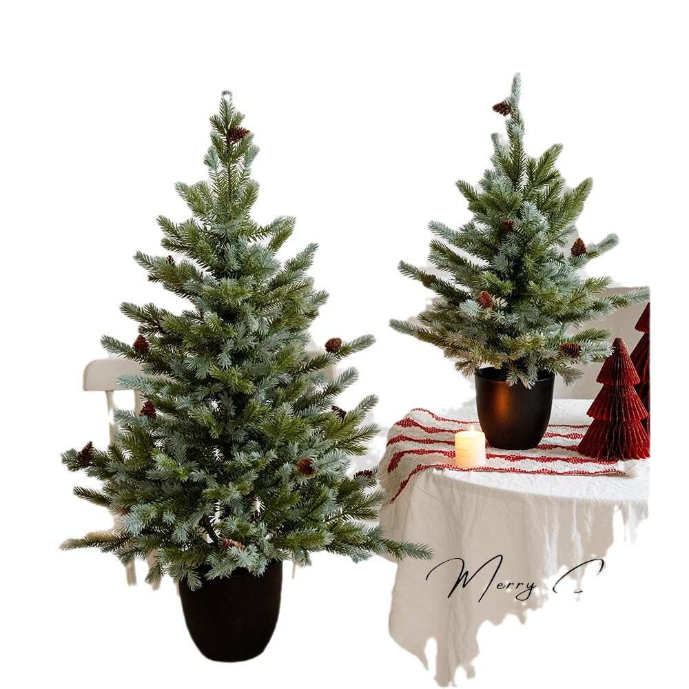 新款网红家用圣诞树圣诞节高级装饰氛围布置纯PE圣诞树桌面摆件