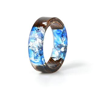 Fashion Wood Handmad Epoxy Transparent Resin Ring