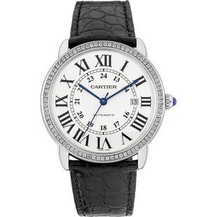 卡地亚伦敦系列精钢后镶钻自动机械手表男W6701010后镶钻 9.8新