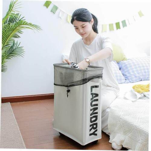 Laundry Basket Foldable Dirty Clothes With Wheels Organizer