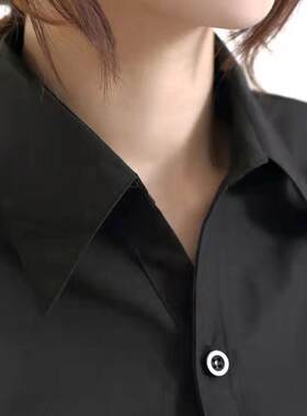 黑色衬衫女士长袖2024秋季新商务装正式工作服大尺寸修身V领白衬