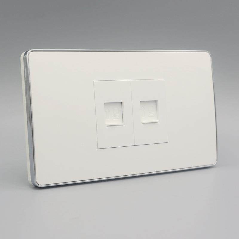 银边120型二位CAT6六类千兆网线直通插座面板双口网络电脑6类网插