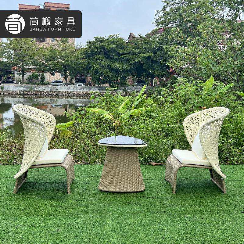 户外家具庭院别墅民宿海景房高背藤椅室外休闲椅子茶几阳台三件套