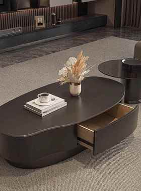 轻意式极简芒果茶几客厅小户型53244异形几岩茶板桌茶奢现代极简