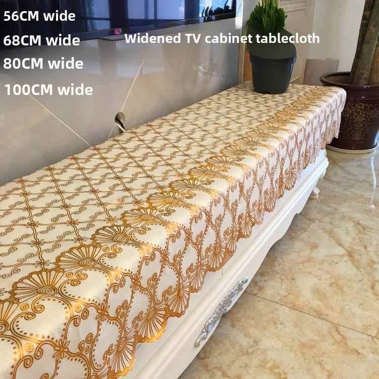 加宽简欧电视柜桌布PVC台布防水酒柜长条柜桌布防尘盖布