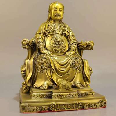 杨铜记 真武大帝铜像真武祖师家居玄天大帝 师爷神像