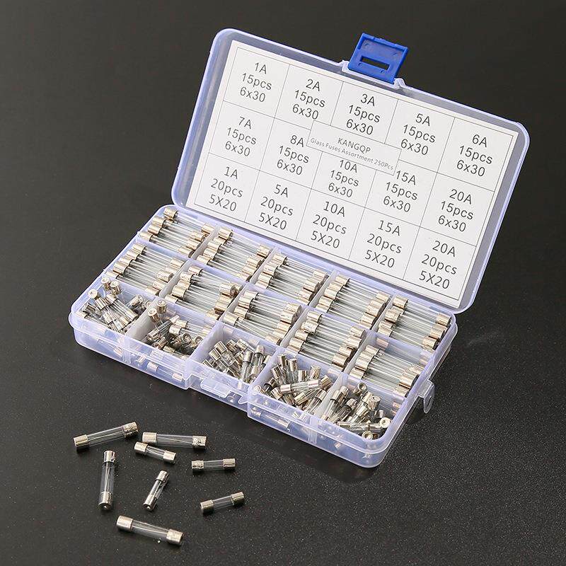 15种规格250个盒装 5*20mm 6*30mm玻璃保险丝 1A~20A 保险管