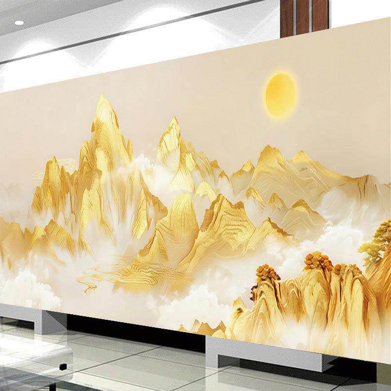 日照金山十字绣2025新款客厅卧室简约现代风聚财靠山图手工自己绣