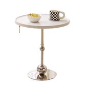 沙发边几现代简约奶油风网红不锈钢玻璃小圆桌客厅卧室床头小茶几