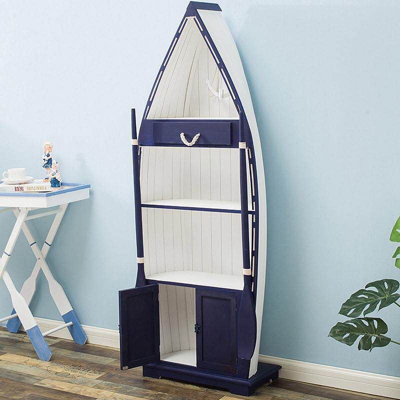 大船型储物地中海床头柜立柜柜子做旧海洋书柜一米四帆船柜子