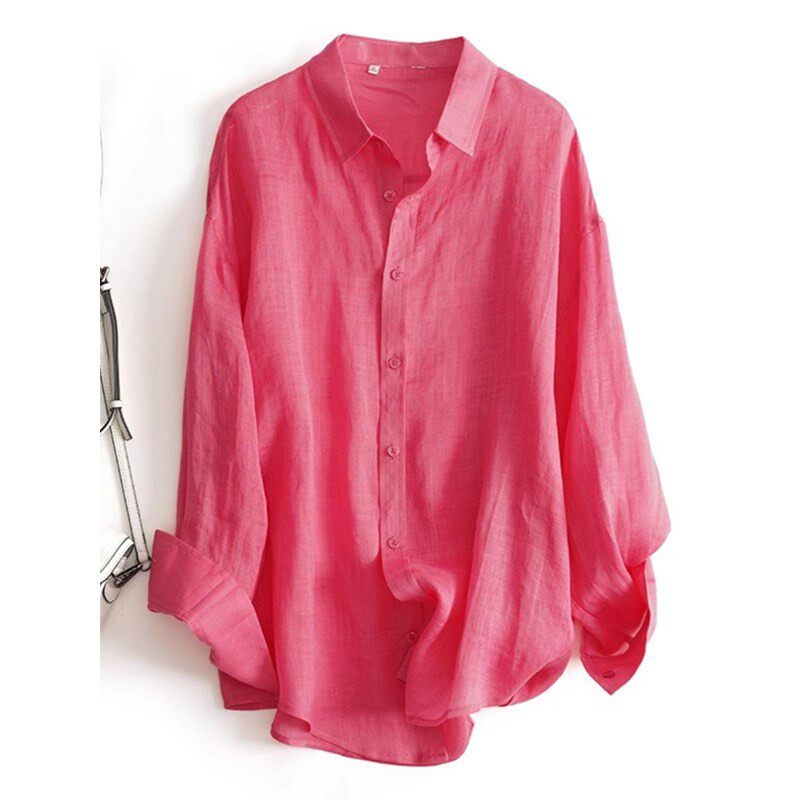 欧洲站苎麻长袖防晒衬衫女春夏季2025新款薄款高端棉麻宽松空调衫