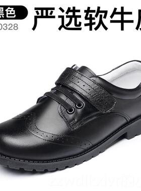 新款男童皮黑色软鞋英春秋款伦夏季真皮学底生演出鞋小男孩儿童表