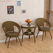 藤椅转椅三件套成人户外休闲室内组合靠背椅子阳台桌