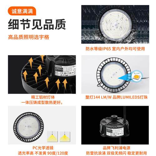 UFO工矿灯亮防水防尘天棚吊灯工厂车间仓库厂房冷库飞碟灯