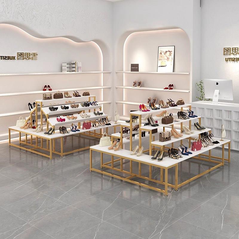 鞋店中岛台展示柜产品陈列柜商场包包展示架花店化妆品超市置物架