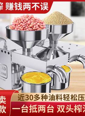 B02双电机压榨商用小型榨油机智能不锈钢榨油机双榨杆食用油加工