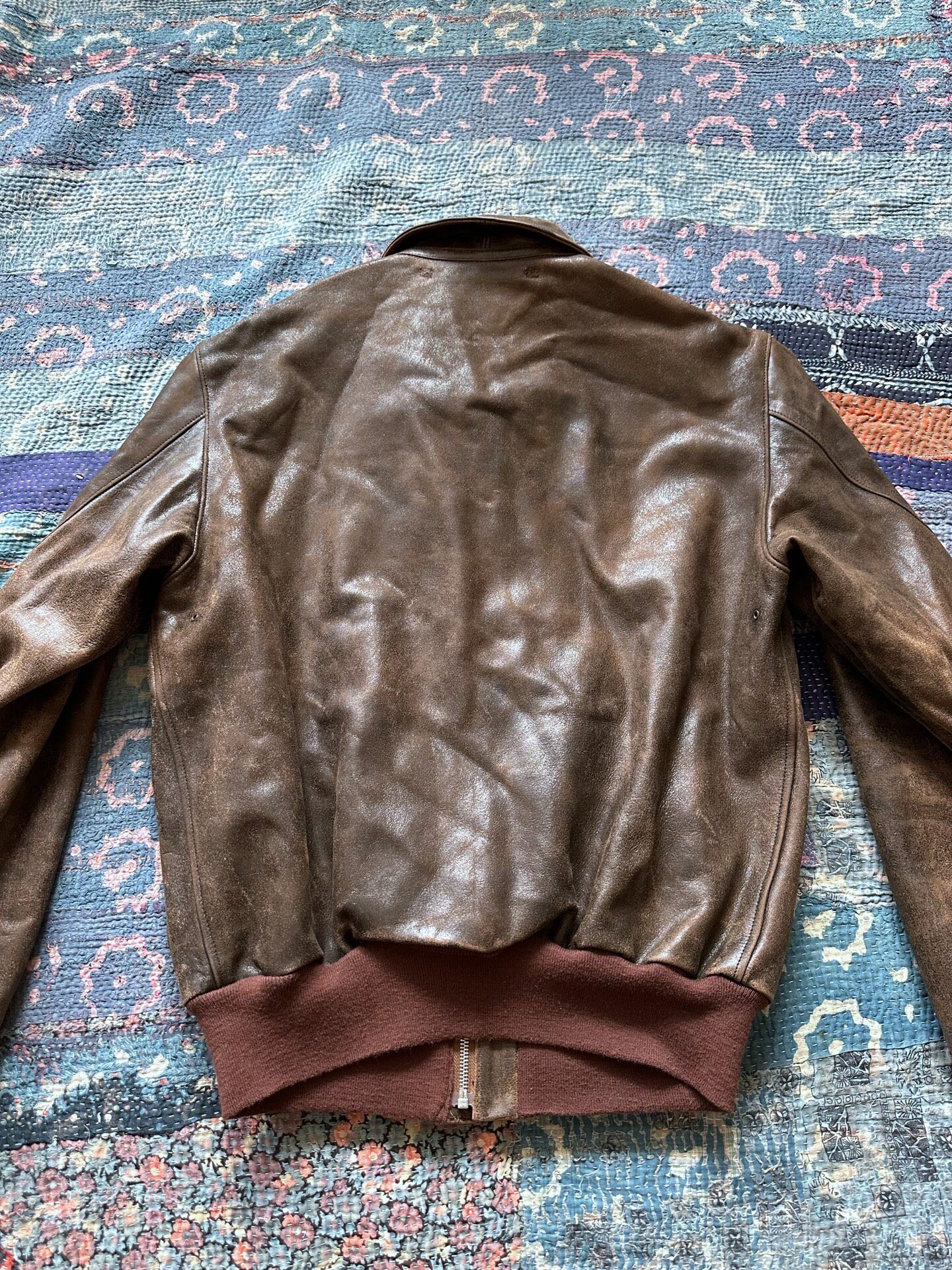 RRL Distressed A2 Leather Jacket — front