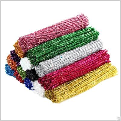 100pcs Glitter Chenille Stems Pipe Cleaners Plush Tinsel Ste